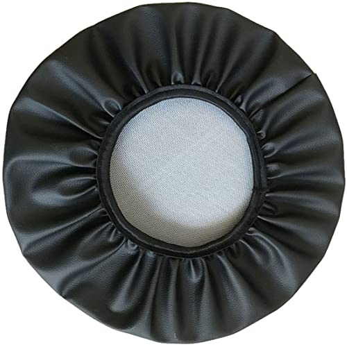 Hockerbezug Hocker Bezug rund Kunstleder Bar Bezug Sitz Kissen,für Sitzhocker Höhenverstellbar Rollhocker Drehhocker Mit Rollen Arbeitshocker Stuhl Drehstuhl Bürohocker ( Color : Black , Size : 31cm ) von ZZDZW