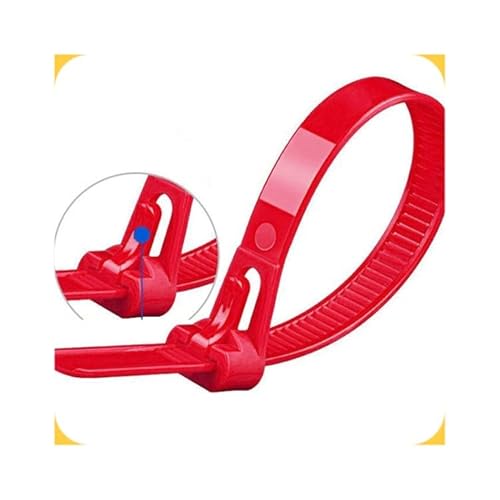 Kabelbinder UV Beständig,Kabelbinder Wiederverschließbar Schwarz Weiß Grün Set Lang Kabelbinder Klett,Kabelbinder Wiederverwendbar für Gartenarbeit/Wohnen/Werkstätten ( Color : rot , Size : 8x300mm ) von ZZDZW