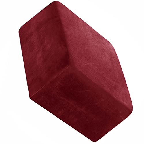 Samt Hockerabdeckung，Bezug für Hocker Quadratisch,Ottomane Schonbezug Hockerbezug,Stretch Schonbezüge,Fußhocker Bezug Hocker Protector Waschbar Hockerabdeckung ( Color : Wine red , Size : 33-45cm ) von ZZDZW