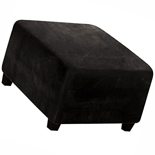 Samt Ottomane Schonbezug Hockerbezug, Hocker Hussen für Quadratische Fußhocker, Stretch Bezug Ottomane Abdeckung Überzug Hocker Protector Waschbar Hockerabdeckung ( Color : Black , Size : 80-100cm ) von ZZDZW