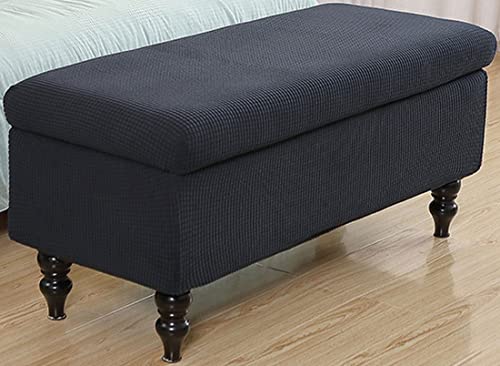 Schonbezug Sitzhocker mit Stauraum Sitzbank faltbar Truhen Aufbewahrungsbox Bezug Für 76 x 38 x 38cm Rechteckiger Ottomane Protector Bezug Für Fußhocker Hocker Cover ( Color : Black , Size : 17-27in ) von ZZDZW