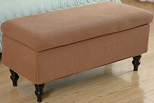 Schonbezug Sitzhocker mit Stauraum Sitzbank faltbar Truhen Aufbewahrungsbox Bezug Für 76 x 38 x 38cm Rechteckiger Ottomane Protector Bezug Für Fußhocker Hocker Cover ( Color : Camel , Size : 47-63in ) von ZZDZW