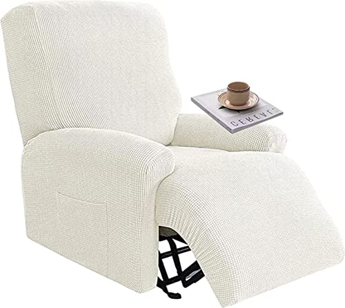 Sesselschoner für Relaxsessel 4-Teilig Alleine Waschen mit Seitentasche,Fernsehsessel Bezug Separat Gereinigt Stretch Husse Relaxsessel Sesselbezug Stretch,Elasthan ( Color : #42 , Size : 1 Sitzer ) von ZZDZW