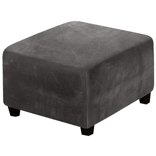 Sitzwürfel Bezug 33-45cm/62-76cm/80-100cm Bezug für Hocker Quadratisch Samt Ottomane Schonbezug Stretch Square Ottoman Covers waschbar Fußhocker ​hocker Husse ( Color : Dunkelgrau , Size : 80-100cm ) von ZZDZW