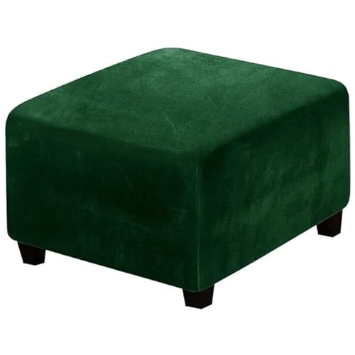 Sitzwürfel Bezug 33-45cm/62-76cm/80-100cm Bezug für Hocker Quadratisch Samt Ottomane Schonbezug Stretch Square Ottoman Covers waschbar Fußhocker ​hocker Husse ( Color : Dunkelgrün , Size : 62-76cm ) von ZZDZW