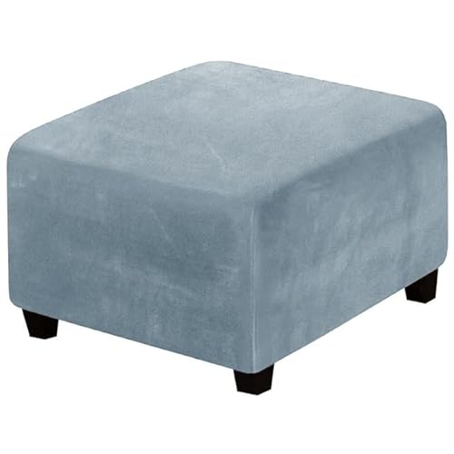 Sitzwürfel Bezug 33-45cm/62-76cm/80-100cm Bezug für Hocker Quadratisch Samt Ottomane Schonbezug Stretch Square Ottoman Covers waschbar Fußhocker ​hocker Husse ( Color : Gray-blue , Size : 80-100cm ) von ZZDZW