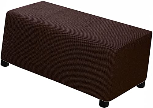 ZZDZW 4 Größen von Rechteckigen Sofa-Fußhockern Hocker Abdeckung Rechteckiger Ottomane Schonbezug Fußhocker Bezug Stretch Aufbewahrungsbox Bezug (Color : Dark Coffee, Size : M medium) von ZZDZW