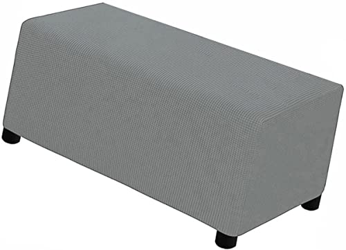 ZZDZW 4 Größen von Rechteckigen Sofa-Fußhockern Hocker Abdeckung Rechteckiger Ottomane Schonbezug Fußhocker Bezug Stretch Aufbewahrungsbox Bezug (Color : Hellgrau, Size : L Large) von ZZDZW