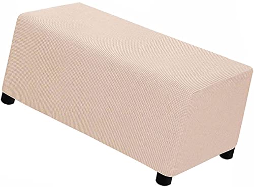ZZDZW 4 Größen von Rechteckigen Sofa-Fußhockern Hocker Abdeckung Rechteckiger Ottomane Schonbezug Fußhocker Bezug Stretch Aufbewahrungsbox Bezug (Color : Khaki, Size : XL extra Large) von ZZDZW