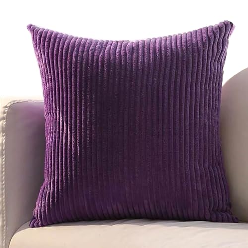 ZZDZW Kissenbezug 80x80 2er Set Sofa Kissenbezüge 65x65,Kord Zierkissenbezug Dekokissen Sofakissen Groß Kissenhülle Dekorative Weiche Zierkissenbezüge Kissen Bezug(Aubergine,80x80 cm) von ZZDZW