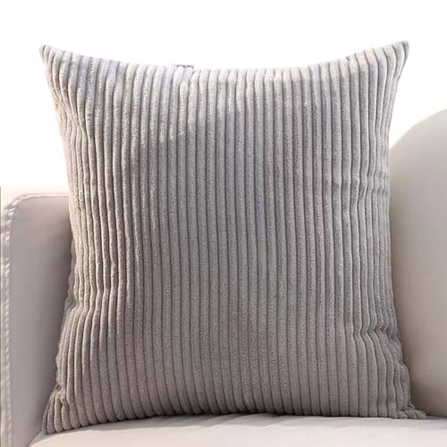 ZZDZW Kissenbezug 80x80 2er Set Sofa Kissenbezüge 65x65,Kord Zierkissenbezug Dekokissen Sofakissen Groß Kissenhülle Dekorative Weiche Zierkissenbezüge Kissen Bezug(Hellgrau,80x80 cm) von ZZDZW