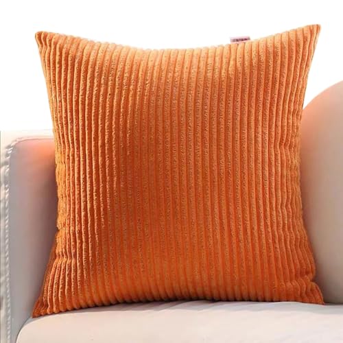 ZZDZW Kissenbezug 80x80 2er Set Sofa Kissenbezüge 65x65,Kord Zierkissenbezug Dekokissen Sofakissen Groß Kissenhülle Dekorative Weiche Zierkissenbezüge Kissen Bezug(Orange,45x45 cm) von ZZDZW