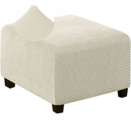 ZZDZW Ottomane Schonbezug Hockerbezug, Hocker Hussen für Quadratische Fußhocker, Stretch Bezug Ottomane Abdeckung Überzug Hocker Protector Waschbar Hockerabdeckung (Color : Beige, Size : S (33-45cm)) von ZZDZW