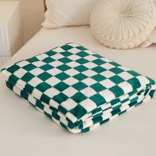 ZZDZW Plüschdecke Schachbrett Muster，Fleecedecke Decke Herbst Wolldecke Schlafdecke Sofadecke Flauschige Kuscheldecke Flauschig Kuschelige Wohndecke Für Sofa Couch Bett(Green Check,120x200cm) von ZZDZW