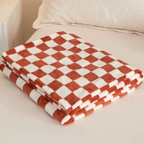 ZZDZW Plüschdecke Schachbrett Muster，Fleecedecke Decke Herbst Wolldecke Schlafdecke Sofadecke Flauschige Kuscheldecke Flauschig Kuschelige Wohndecke Für Sofa Couch Bett(Red Check,150x200cm) von ZZDZW