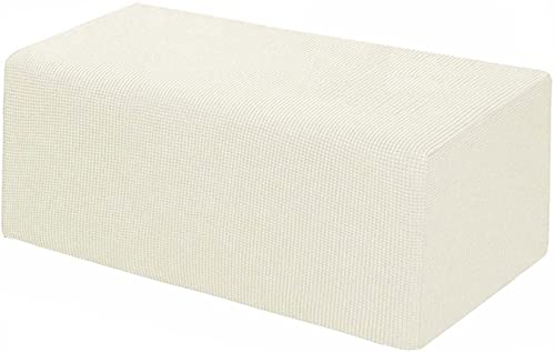 ZZDZW Rectangle Stretch Ottoman Cover Ottomane Schonbezug Hockerbezug Hocker Hussen Für Rechteck Fußhocker Bezug Abdeckung Überzug Hocker Waschbar Hockerabdeckung (Color : Beige, Size : S small) von ZZDZW