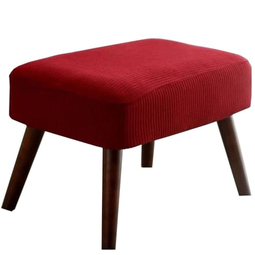 ZZDZW Schonbezug Hocker Rechteckig,Bezug Für Fußhocker, Stretch Bezug Für Hocker Hockerbezug Beinstütze Abdeckung Hussen Sitzhocker Eingangbank Überzug Bank Sitzbank Bezug (Color : Burgundy) von ZZDZW