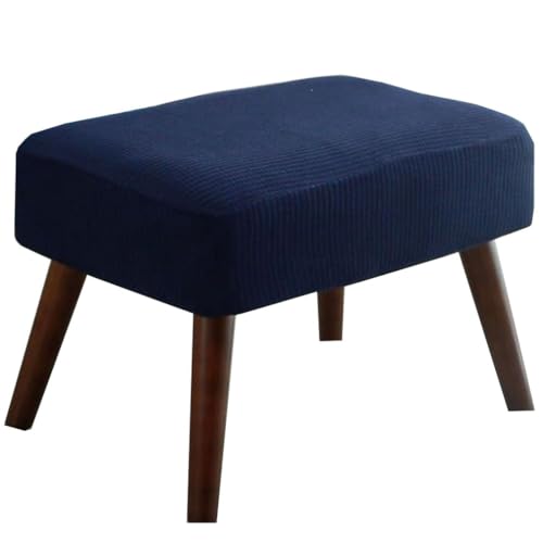 ZZDZW Schonbezug Hocker Rechteckig,Bezug Für Fußhocker, Stretch Bezug Für Hocker Hockerbezug Beinstütze Abdeckung Hussen Sitzhocker Eingangbank Überzug Bank Sitzbank Bezug (Color : Navy Blue) von ZZDZW