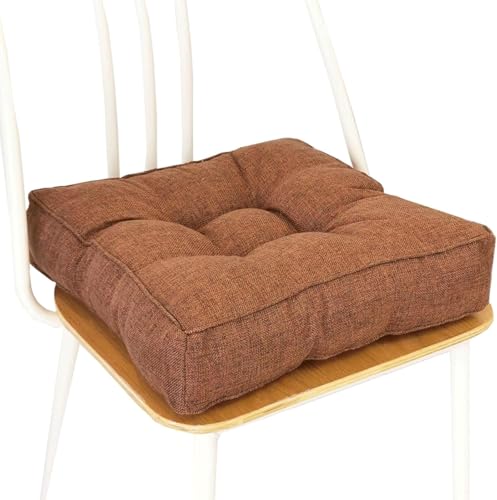 ZZDZW Sitzkissen Leinen Esszimmer Stuhlkissen Stuhl Atmungsaktiv rutschfeste Stuhl-Sitzpolster Tatami Garten Büro Outdoor & Indoor Sitzauflage Für Zuhause, Büro, Garten(Coffee Brown,40x40 cm) von ZZDZW