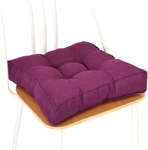 ZZDZW Sitzkissen Leinen Esszimmer Stuhlkissen Stuhl Atmungsaktiv rutschfeste Stuhl-Sitzpolster Tatami Garten Büro Outdoor & Indoor Sitzauflage Für Zuhause, Büro, Garten(Dunkelviolett,40x40 cm) von ZZDZW