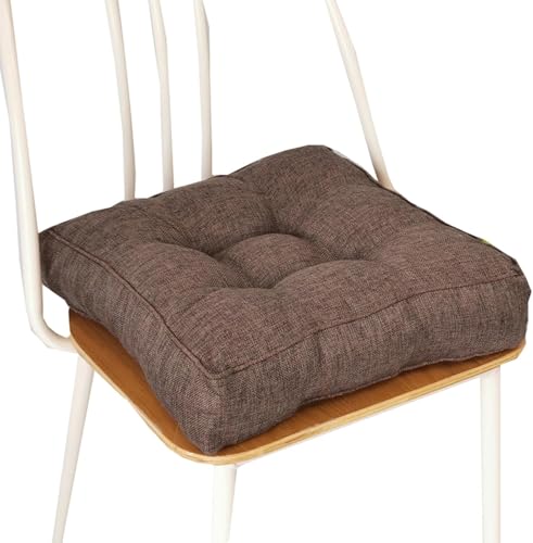 ZZDZW Sitzkissen Leinen Esszimmer Stuhlkissen Stuhl Atmungsaktiv rutschfeste Stuhl-Sitzpolster Tatami Garten Büro Outdoor & Indoor Sitzauflage Für Zuhause, Büro, Garten(Dunkler Kaffee,45x45 cm) von ZZDZW