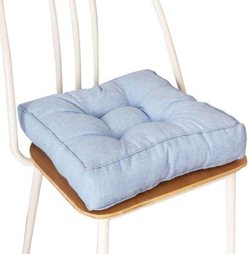 ZZDZW Sitzkissen Leinen Esszimmer Stuhlkissen Stuhl Atmungsaktiv rutschfeste Stuhl-Sitzpolster Tatami Garten Büro Outdoor & Indoor Sitzauflage Für Zuhause, Büro, Garten(Himmelblau,40x40 cm) von ZZDZW