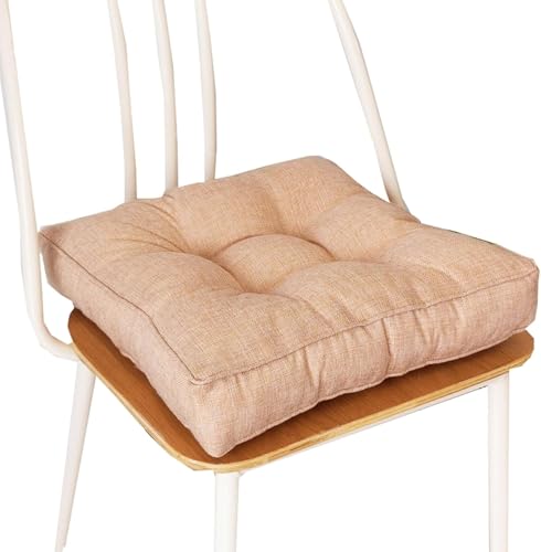 ZZDZW Sitzkissen Leinen Esszimmer Stuhlkissen Stuhl Atmungsaktiv rutschfeste Stuhl-Sitzpolster Tatami Garten Büro Outdoor & Indoor Sitzauflage Für Zuhause, Büro, Garten(Linen beige,40x40 cm) von ZZDZW