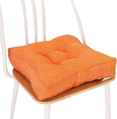 ZZDZW Sitzkissen Leinen Esszimmer Stuhlkissen Stuhl Atmungsaktiv rutschfeste Stuhl-Sitzpolster Tatami Garten Büro Outdoor & Indoor Sitzauflage Für Zuhause, Büro, Garten(Orange,50x50 cm) von ZZDZW