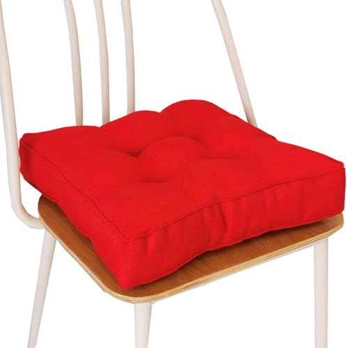 ZZDZW Sitzkissen Leinen Esszimmer Stuhlkissen Stuhl Atmungsaktiv rutschfeste Stuhl-Sitzpolster Tatami Garten Büro Outdoor & Indoor Sitzauflage Für Zuhause, Büro, Garten(Rot,45x45 cm) von ZZDZW