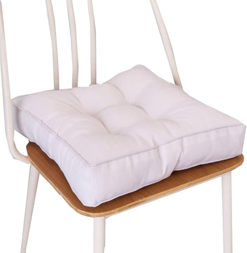 ZZDZW Sitzkissen Leinen Esszimmer Stuhlkissen Stuhl Atmungsaktiv rutschfeste Stuhl-Sitzpolster Tatami Garten Büro Outdoor & Indoor Sitzauflage Für Zuhause, Büro, Garten(Weiß,40x40 cm) von ZZDZW