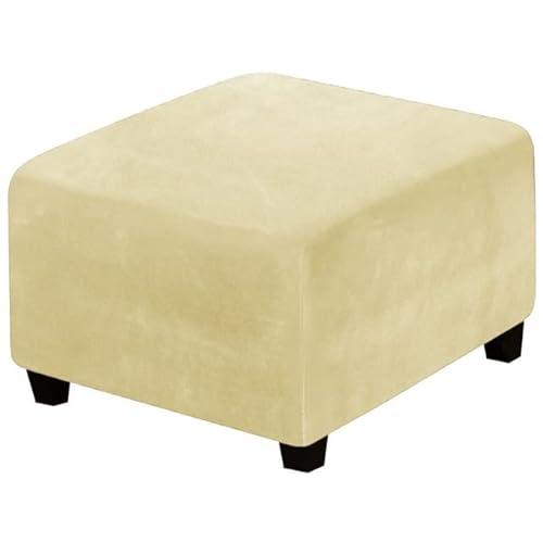 ZZDZW Sitzwürfel Bezug 33-45cm/62-76cm/80-100cm Bezug für Hocker Quadratisch Samt Ottomane Schonbezug Stretch Square Ottoman Covers waschbar Fußhocker ​hocker Husse (Color : Beige, Size : 62-76cm) von ZZDZW