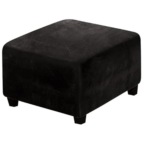 ZZDZW Sitzwürfel Bezug 33-45cm/62-76cm/80-100cm Bezug für Hocker Quadratisch Samt Ottomane Schonbezug Stretch Square Ottoman Covers waschbar Fußhocker ​hocker Husse (Color : Black, Size : 80-100cm) von ZZDZW