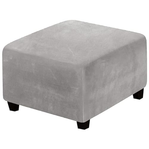 ZZDZW Sitzwürfel Bezug 33-45cm/62-76cm/80-100cm Bezug für Hocker Quadratisch Samt Ottomane Schonbezug Stretch Square Ottoman Covers waschbar Fußhocker ​hocker Husse (Color : Hellgrau, Size : 33-45cm) von ZZDZW