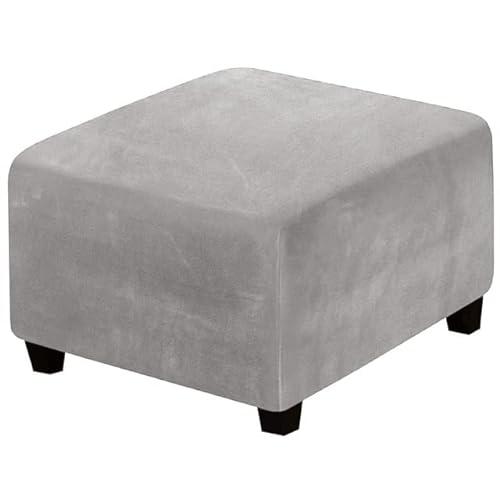 ZZDZW Sitzwürfel Bezug 33-45cm/62-76cm/80-100cm Bezug für Hocker Quadratisch Samt Ottomane Schonbezug Stretch Square Ottoman Covers waschbar Fußhocker ​hocker Husse (Color : Hellgrau, Size : 62-76cm) von ZZDZW