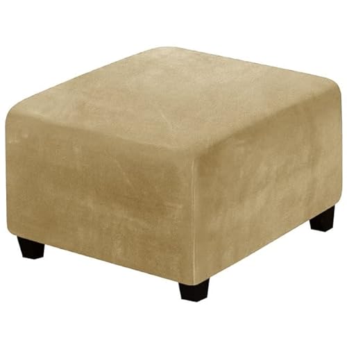 ZZDZW Sitzwürfel Bezug 33-45cm/62-76cm/80-100cm Bezug für Hocker Quadratisch Samt Ottomane Schonbezug Stretch Square Ottoman Covers waschbar Fußhocker ​hocker Husse (Color : Leather, Size : 62-76cm) von ZZDZW