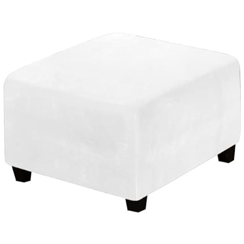 ZZDZW Sitzwürfel Bezug 33-45cm/62-76cm/80-100cm Bezug für Hocker Quadratisch Samt Ottomane Schonbezug Stretch Square Ottoman Covers waschbar Fußhocker ​hocker Husse (Color : White, Size : 33-45cm) von ZZDZW