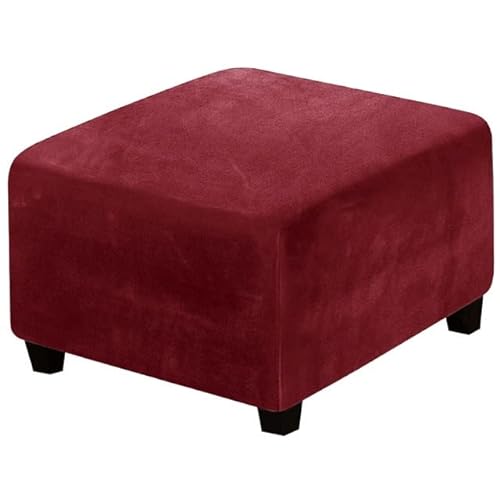 ZZDZW Sitzwürfel Bezug 33-45cm/62-76cm/80-100cm Bezug für Hocker Quadratisch Samt Ottomane Schonbezug Stretch Square Ottoman Covers waschbar Fußhocker ​hocker Husse (Color : Wine red, Size : 62-76cm) von ZZDZW