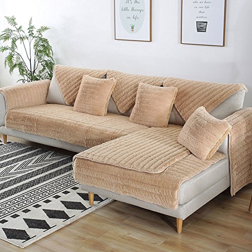 FDJKGFHGFCGDFGDG Volle Deckung schonbezug Sofa,Winter Anti-rutsch plüsch sofabezug Rückenlehne zu Decken Moderne schlichtheit Couch abdeckungen Sofabezug für Wohnzimmer -Blau 110x110cm(43x43inch) von ZZFF