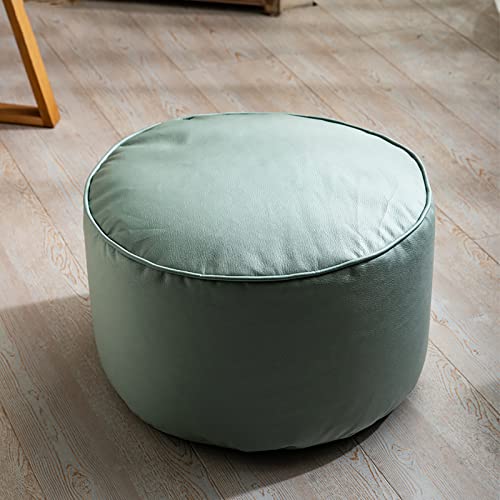 W&X Volltonfarbe Gefüllt Sitzsack,Weich Sitzhocker Sitzpuff Couch Hocker,Modernen Klein Polsterhocker Für Wohnzimmer Schlafzimmer,Runde Pouf Leder Sitzpouf-J 45x45x28cm(18x18x11inch) von ZZFF
