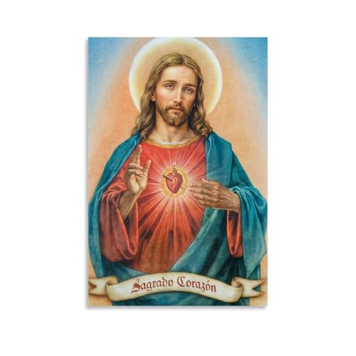 ZZFIAY Wasserfestes Leinwandposter Heiliges Herz Jesu Christi, Anti-Fingerabdruck, verschleißfest, dekoratives Gemälde, langlebig und langlebig, geeignet für Eingang, Korridor, ungerahmt, 30 x 45 cm ZZFIAY Wasserfestes Leinwandposter Heiliges Herz Jesu Christi, Anti-Fingerabdruck, verschleißfest, dekoratives Gemälde, langlebig und langlebig, geeignet für Eingang, Korridor, ungerahmt, 30 x 45 cm von ZZFIAY
