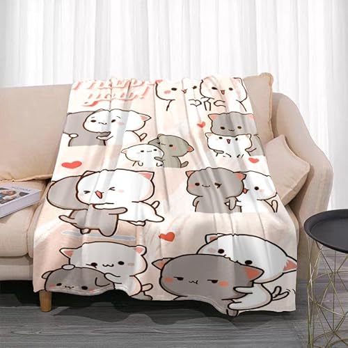 ZZFJFQ Flanelldecke Pfirsich und Goma Cartoon Geschenke für Kinder,Mädchen,Teenager,Druck,weich,gemütlich,leicht,Plüsch-Überwurfdecke,Schlafsofa,weiche Flanelldecken,warme Überwurfdecken 150x200cm von ZZFJFQ