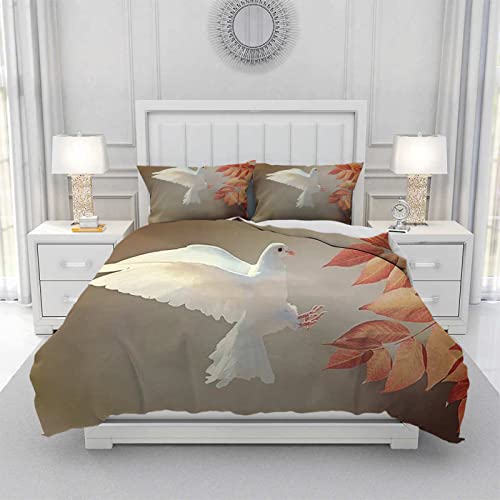 ZZFJFQ bettwäsche 135x200 weiße Taube Bedding bettzeug Set 3 teilige bettwäsche Luxus warme bettwäsche Duvet Cover mit 2 Kissenbezug 80x80 für Winter von ZZFJFQ