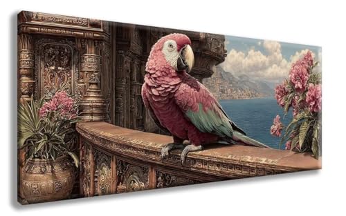 Papagei Diamond Painting, Blume Diamond Painting Erwachsene Groß XXL (100x300 cm), 5D Runder Vollbohrer Diamant Crystal Art Bastelnset, Mosaik Bastel Erwachsene für Deko Schlafzimmer -zzg250806 von ZZGBDWOU