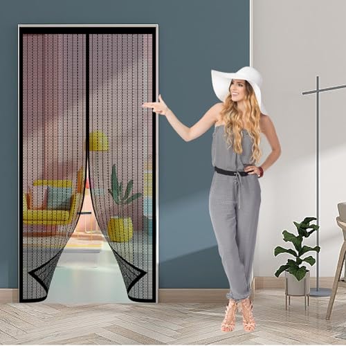 Fliegengitter Balkontür Magnet Insektenschutz Tür 97 x 220 cm Türvorhang Fliegenschutz Schiebetür Ohne Bohren, Einfache Montage für Balkontür Wohnzimmer, Schwarz von ZZGZZG