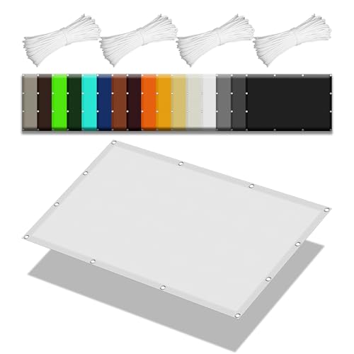 Sonnensegel 70 x 250 cm Rechteckig Wasserdicht 98% UV Schutz Windschutz Markisenstoff Balkon Sichtschutz mit Spannseilen mit Ösen für Draußen Patio Terrasse Camping, Weiß von ZZGZZG