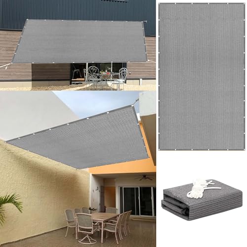Sonnensegel Balkon 440 x 600 cm Rechteckig Atmungsaktiv 98% UV Schutz Markise Balkon Ohne Bohren inkl Befestigungsseile für Terrasse, Hellgrau von ZZGZZG