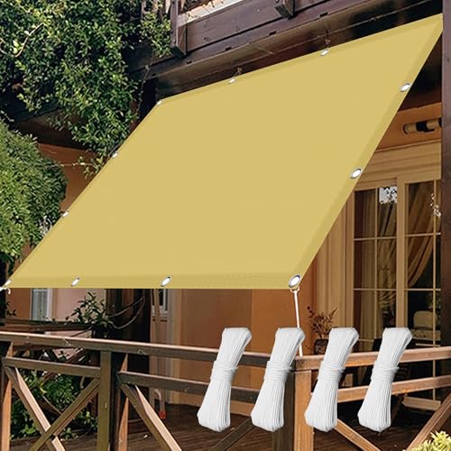 Sonnensegel Balkon Rechteckig 170 x 170 cm Sonnensegel Wasserdicht Rechteckig Markisenstoff Balkonverkleidung mit Kostenlosem Seil für Balkon Camping Terrasse Pergola, Sandgelb Sonnensegel Balkon Rechteckig 170 x 170 cm Sonnensegel Wasserdicht Rechteckig Markisenstoff Balkonverkleidung mit Kostenlosem Seil für Balkon Camping Terrasse Pergola, Sandgelb von ZZGZZG