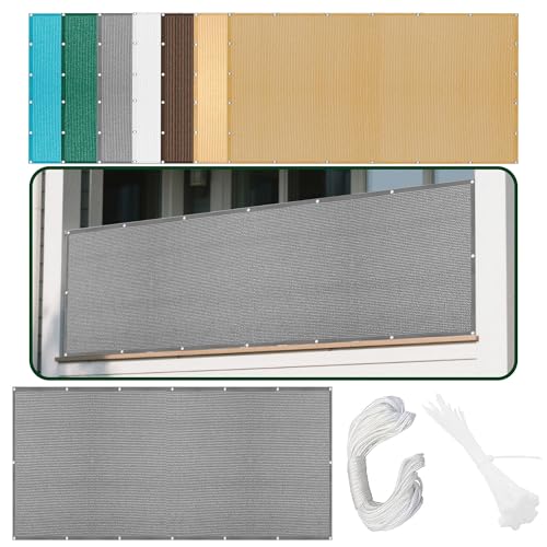 Sonnensegel mit Ösen 320 x 450 cm Rechteckig Atmungsaktiv Sonnenschutz Windschutz Regenschutz Überdachung Ohne Bohren mit Ösen Segeltuch für Garten Balkon, Hellgrau von ZZGZZG