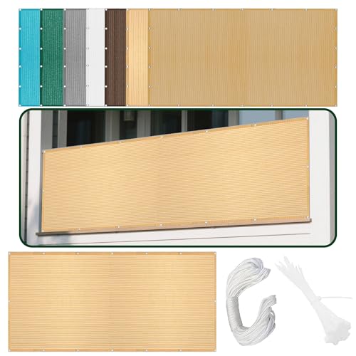 Sonnensegel mit Ösen 380 x 540 cm Rechteckig Atmungsaktiv Sonnenschutz Windschutz Regenschutz Überdachung Ohne Bohren mit Ösen Segeltuch für Garten Balkon, Creme Farben von ZZGZZG