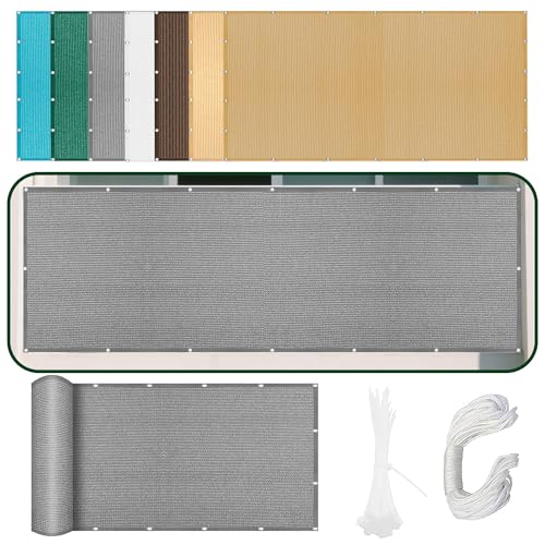 Sonnensegel mit Ösen 552 x 606 cm Rechteckig Atmungsaktiv 98% UV Schutz Schattierungsnetz Mesh Tarp mit Ösen Und Befestigungsseile für Balkon Camping Terrasse Pergola, Hellgrau von ZZGZZG